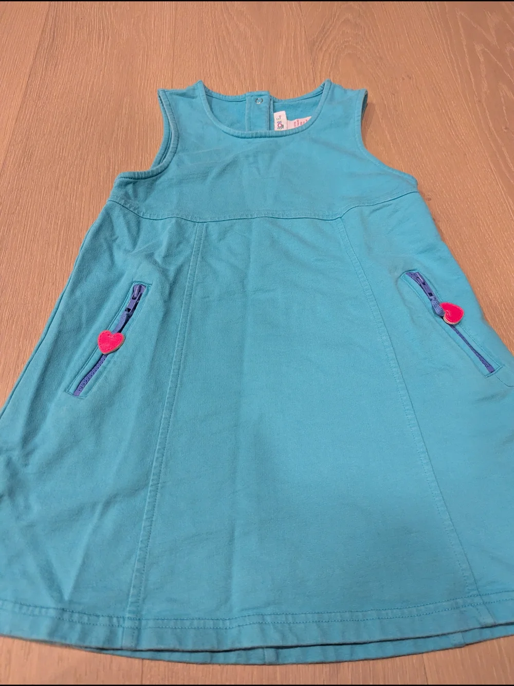 Vintage Gymboree Teal Sleeveless A-Line Dress with Heart Zipper Accents